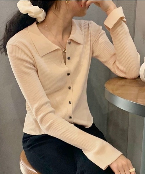 LADY LIKE（レディライク） ニット セーター 衿付き前開きソフト