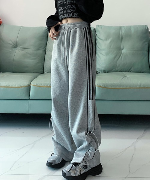 スウェットパンツ ジャージ 「HOOK」for girls サイドラインワイド