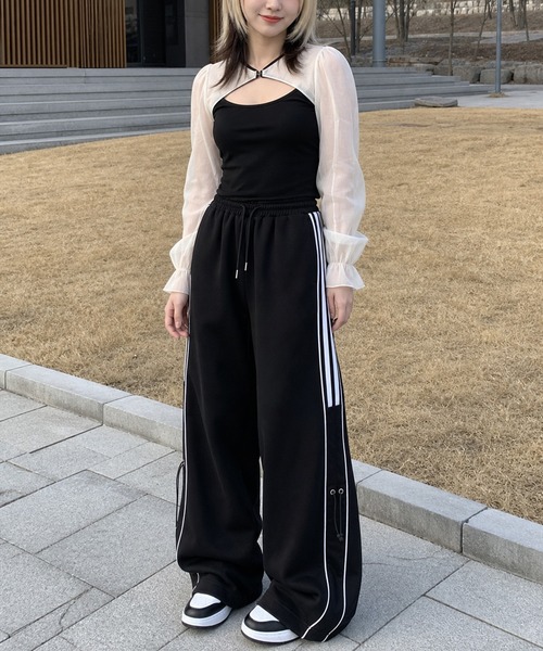スウェットパンツ ジャージ 「HOOK」for girls サイドラインワイド