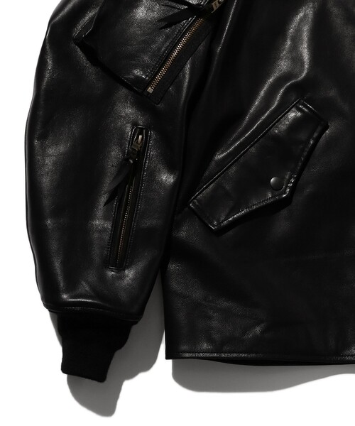 sissi × beams ウォッシャブル　レザー　フライトジャケット　ブルゾン BEAMS+（ビームスプラス） ブルゾン アウター レザー ミリタリー