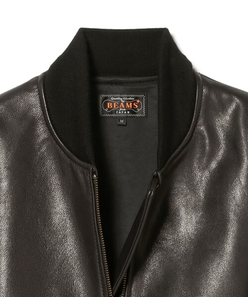 sissi × beams ウォッシャブル　レザー　フライトジャケット　ブルゾン BEAMS+（ビームスプラス） ブルゾン アウター レザー ミリタリー