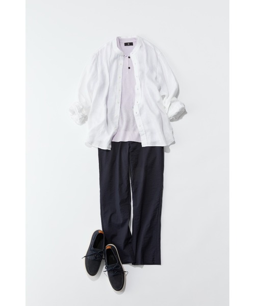限定版 バンドカラーシャツ リネン Castello シャツ メンズ ZOZOTOWN : トップス