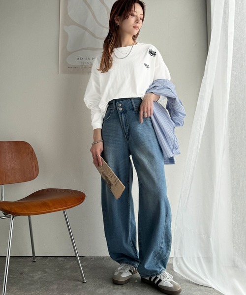 tシャツ 「Javaジャバコラボ」散りばめられたロゴ刺繍がトレンド感満載。コットン100%長袖プルオーバー レディース | Java | 09