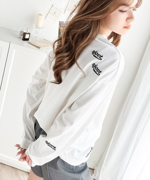 tシャツ 「Javaジャバコラボ」散りばめられたロゴ刺繍がトレンド感満載。コットン100%長袖プルオーバー レディース | Java | 11