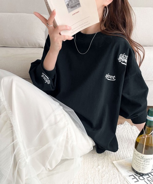 tシャツ 「Javaジャバコラボ」散りばめられたロゴ刺繍がトレンド感満載。コットン100%長袖プルオーバー レディース | Java | 15