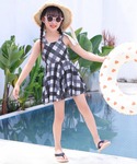 水着 キッズ水着 チェック柄バックリボンワンピ...の詳細画像5