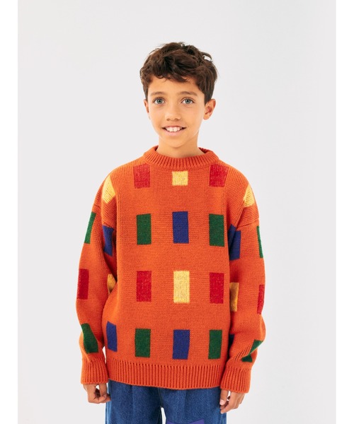 BOBO CHOSES - 編み物 ティーシャツ Color Game all over jacquard jumper キッズ 小わっぱ服 お坊っちゃん うしろ帯 子ども服、シューズ-ベビー、キッズ、マタニティ-セーター