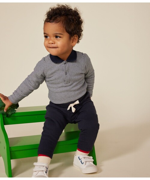 PETIT BATEAU（プチバトー） ベビー服 ロンパース 長袖衿つきボディ 