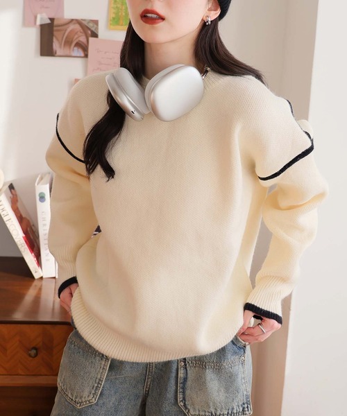 Girly Doll（ガーリードール） ニット セーター 配色ラインオーバー