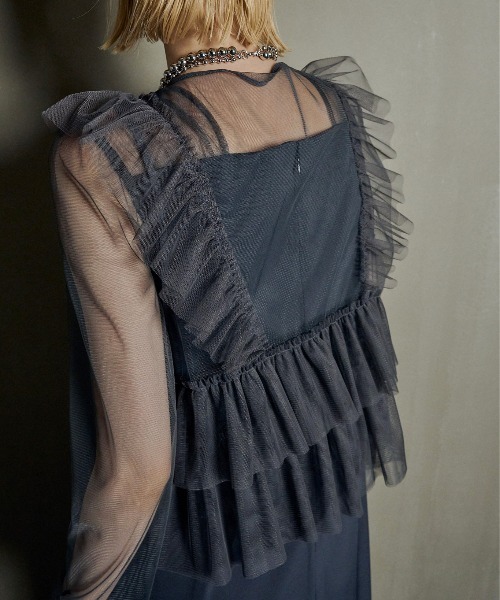 ドレス Frill vest pencil dress レディース