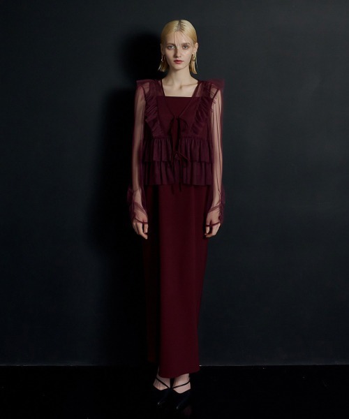独特の素材 vest Frill ドレス pencil レディース dress スーツ・フォーマル・ドレス