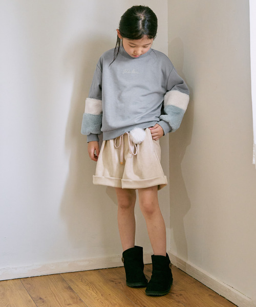 ikka（イッカ） トレーナー 袖フェイクファー刺繍裏毛プルオーバー