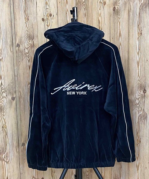 AVIREX パーカー VELOUR ZIP PRAKA CURSIVE LOGO メンズ