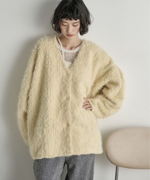 Keity★【新品未使用タグ付き】4wayファーストール付ノーカラーコート THE Yon ノーカラーコート コート ストールセットヘアリーシャギーノー