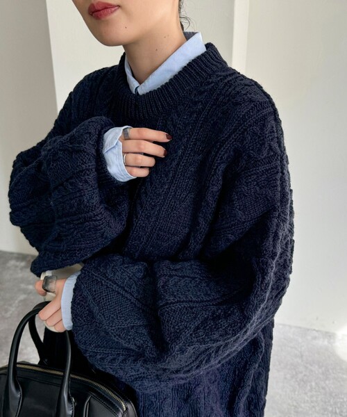 ニット セーター 「Oldderby Knitwear」Cable Supersized Pullover レディース
