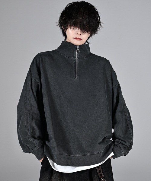 ADRER tシャツ Heavy weight ring half zip long T メンズ