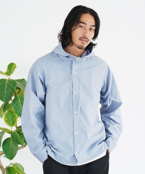 JIGGYS SHOP シャツ フーデッドストレッチブロードシャツ メンズ