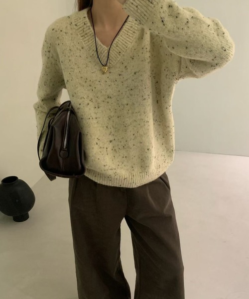 sakishimatokyo ニット セーター Vネック ネップニット レディース