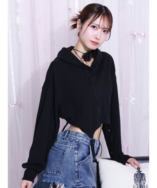 EATME（イートミー） tシャツ ガーターデザインフードTOP レディース