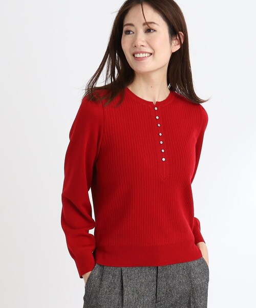 ニット セーター 「SALE／手洗い可／すっきり見え」ボリュームスリーブニット レディース