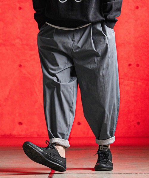 GLIMCLAP パンツ mp13185- C-N-PU fabric balloon silhouette pants