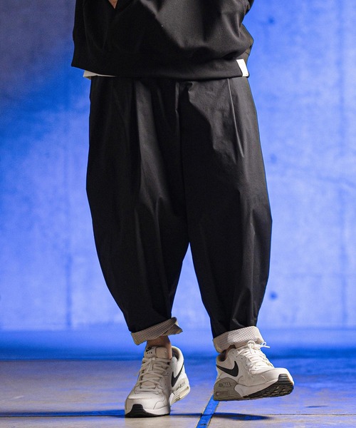 GLIMCLAP パンツ mp13185- C-N-PU fabric balloon silhouette pants