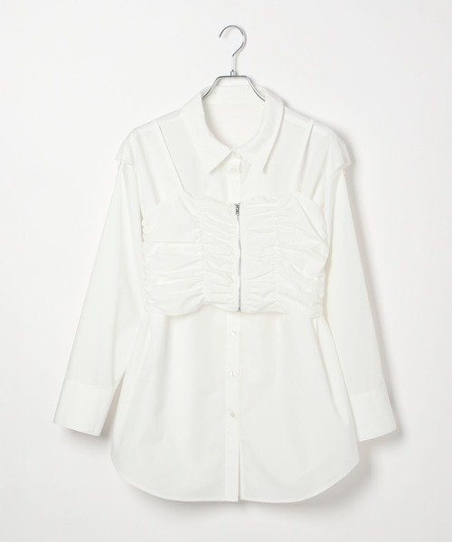 ブラウス シャツ ビスチェSETシャツ レディース Heather ブラウス シャツ ビスチェSETチュニックシャツ 324813