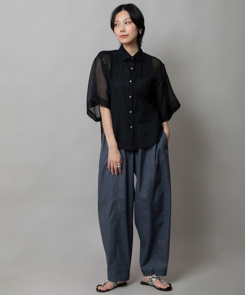 ブラウス シャツ 「KOTA CHECK」シャーリングネックシャツ レディース Munich ブラウス シャツ 「KOTA CHECK」シャーリングネック