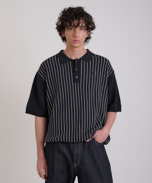 Regen Glanz セーター ニット striped polo knit/ストライプポロニット