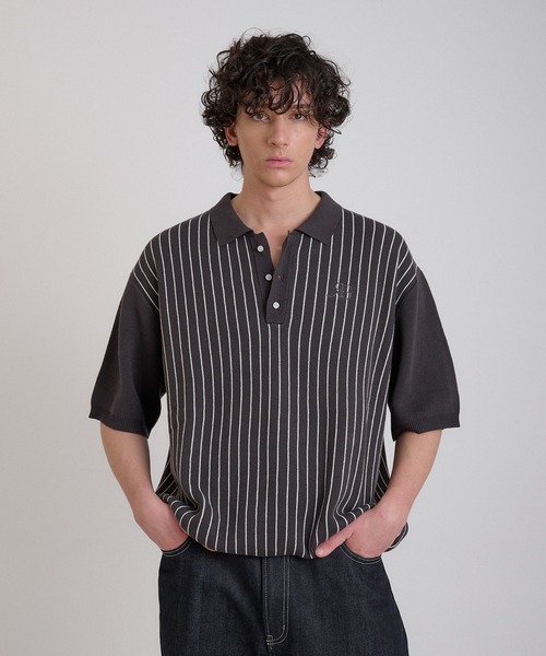 Regen Glanz セーター ニット striped polo knit/ストライプポロニット