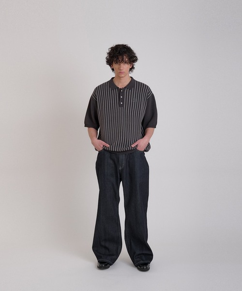 Regen Glanz セーター ニット striped polo knit/ストライプポロニット