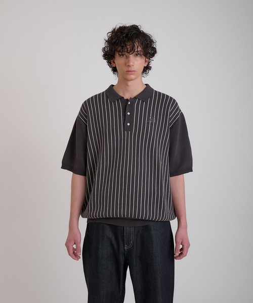 Regen Glanz セーター ニット striped polo knit/ストライプポロニット