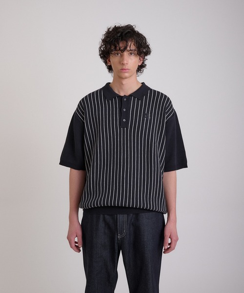 ROLAROLA WOOL フィラ ストライプ ニットポロシャツ Regen Glanz セーター ニット striped polo knit/ストライプポロニット