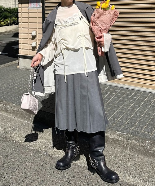 tシャツ ドロストレースキャミとBIGロンTの２枚セット レディース Alley Tokyo tシャツ ドロストレースキャミとBIGロンTの2枚