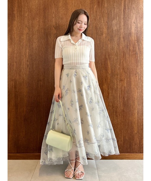 新品未使用　FRAY I.D シルクブレンドシアーリブニットポロ　ブラック シルクブレンドシアーリブニットポロ(ニット)｜トップス｜FRAY