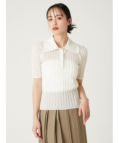 新品未使用　FRAY I.D シルクブレンドシアーリブニットポロ　ブラック FRAY I.D ポロシャツ ポロ シルクブレンドシアーリブニットポロ