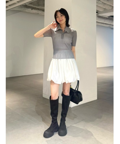 FRAY I.D ポロシャツ ポロ シルクブレンドシアーリブニットポロ