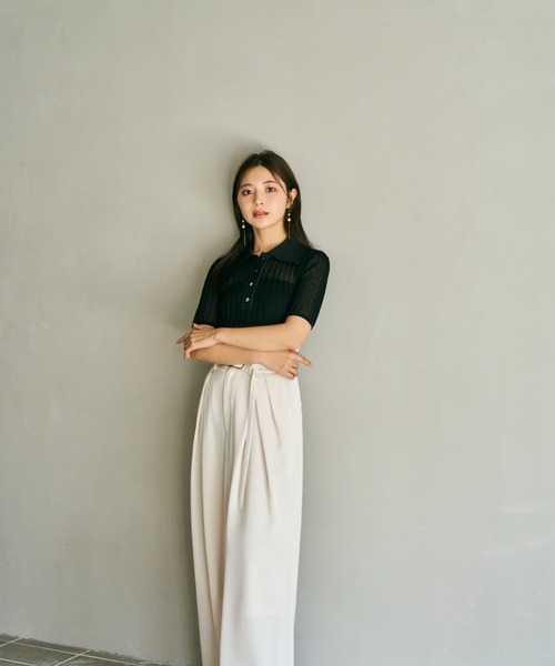 FRAY I.D ポロシャツ ポロ シルクブレンドシアーリブニットポロ
