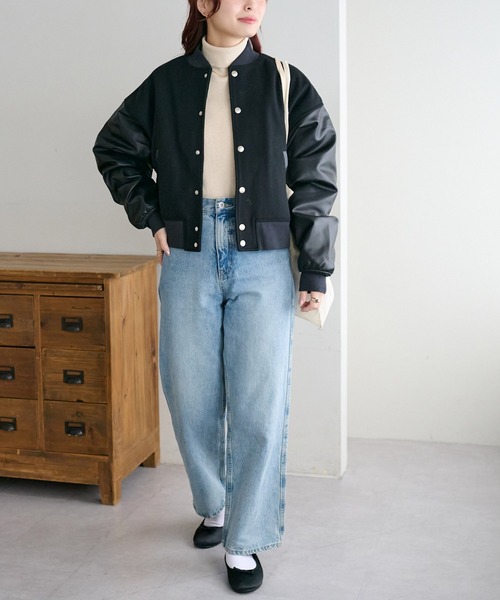 「DISCOAT」 スタジャン MEDIUM ブラック レディース_画像2