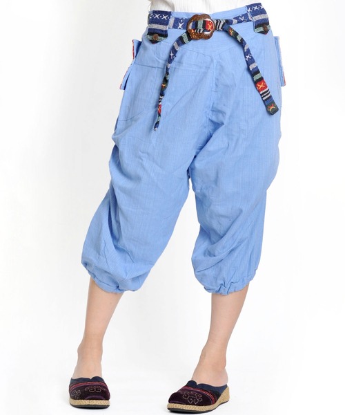 salsation ハーフパンツ　ライトブルーM marai（マーライ） ハーフパンツ パンツ ハーフ丈コットンサルエル