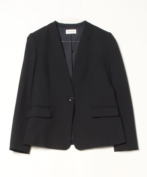 PLST プラステ　ノーカラー　ジャケット　ブラック　S PLST 「PLST」 ノーカラージャケット S ブラック レディース