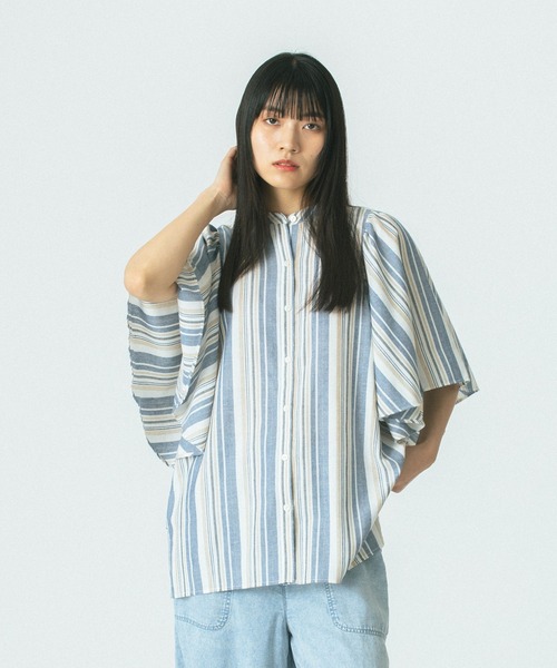ROSE BUD SATIN SLEEVE CUTSAW ローズバッド トップス ROSE BUD（ローズバッド） ブラウス シャツ FLARE SLEEVE BLOUSE