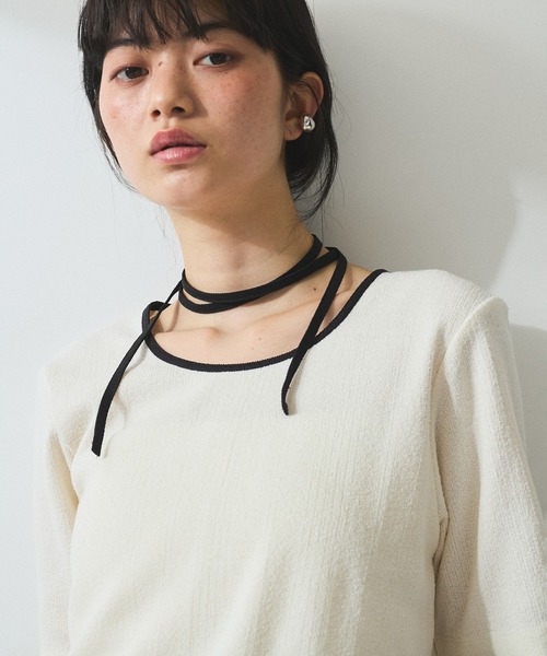 新品ADAM ET ROPE' 【WEB限定】ブークレリブリボンTシャツ ADAM ET ROPE' tシャツ 「WEB限定」ブークレリブリボンTシャツ
