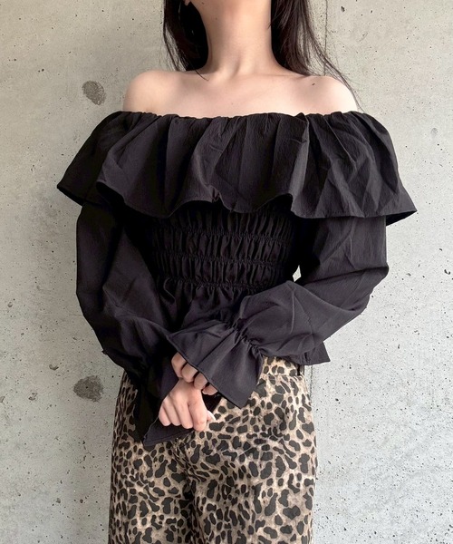 Bibiy フリル ブラウス オフショル ブラウス シャツ オフショルフリルブラウス レディース : ZOZOTOWN