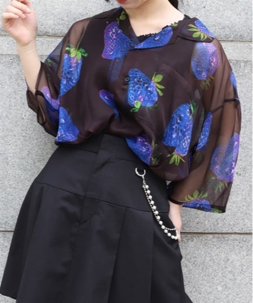 AXESーX シャツ イチゴプリントシアーシャツ メンズ : ZOZOTOWN Yahoo