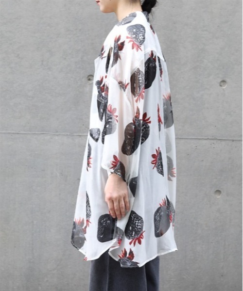 シアープリントシャツ AXESーX シャツ イチゴプリントシアーシャツ メンズ : ZOZOTOWN