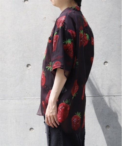 AXESーX シャツ イチゴプリントシアーシャツ メンズ : ZOZOTOWN