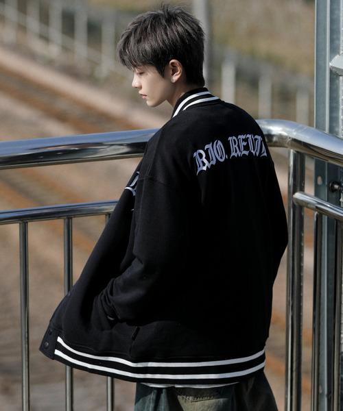 「neos」 スタジャン MEDIUM ブラック メンズ_画像9