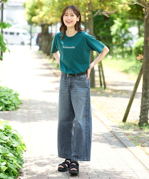 デニム パンツ ウォッシュ ハイウエスト ストリート ジーンズ 6 2TYPEハイウエストウォッシュワイドデニムパンツ | レディース