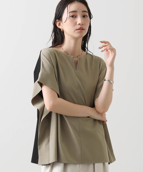バイカラーT ladies　とろける切替　Tシャツ　カットソー　バイカラー セール】バイカラー切替フレンチカットソー（Tシャツ/カットソー